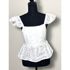 Shein Milkmaid Cottagecore White Cutout Back Top‎ Size L